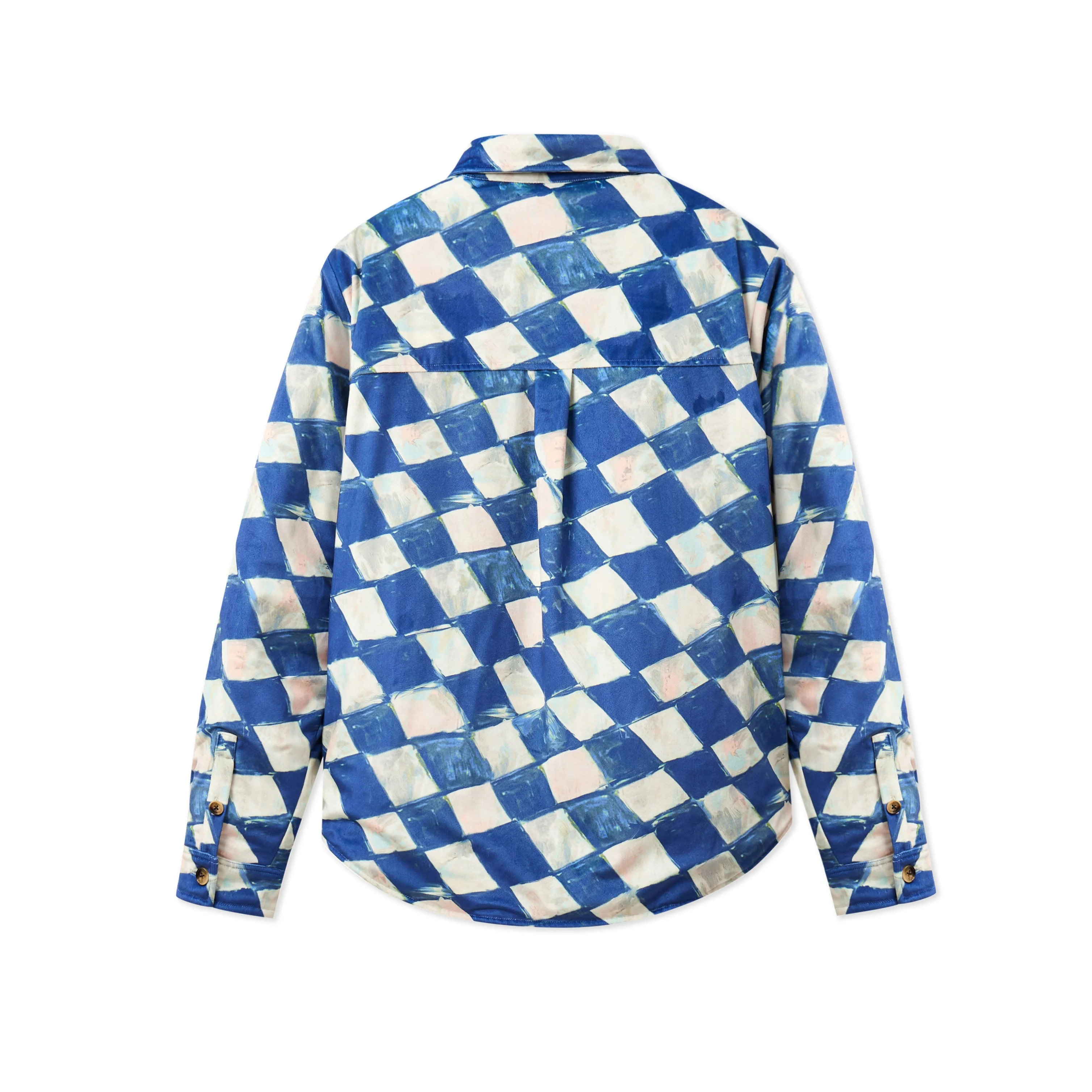 Moleskin Checkered quilted Overshirt [Blue] - Image 3