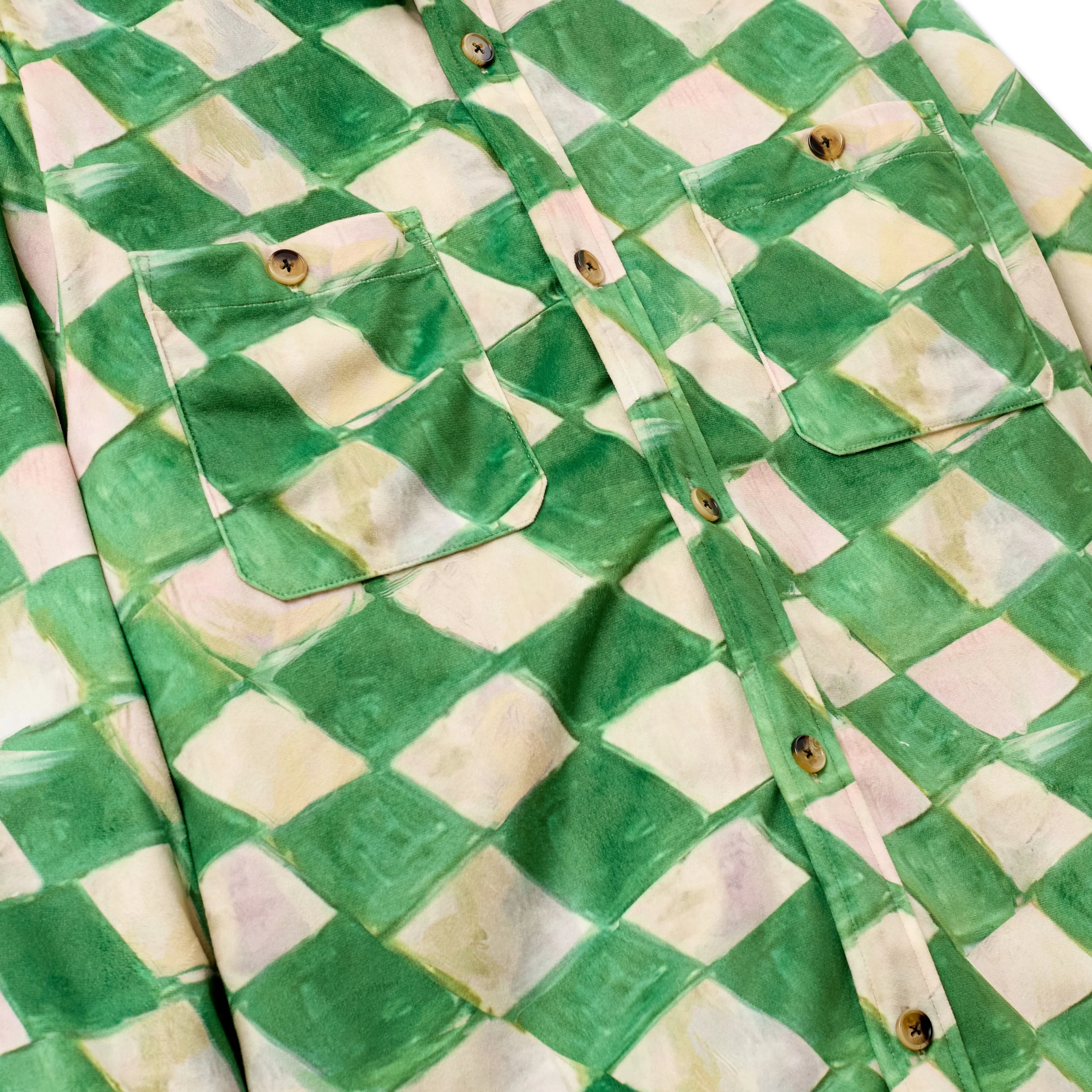 Moleskin Checkered quilted Overshirt [Green] - Image 2
