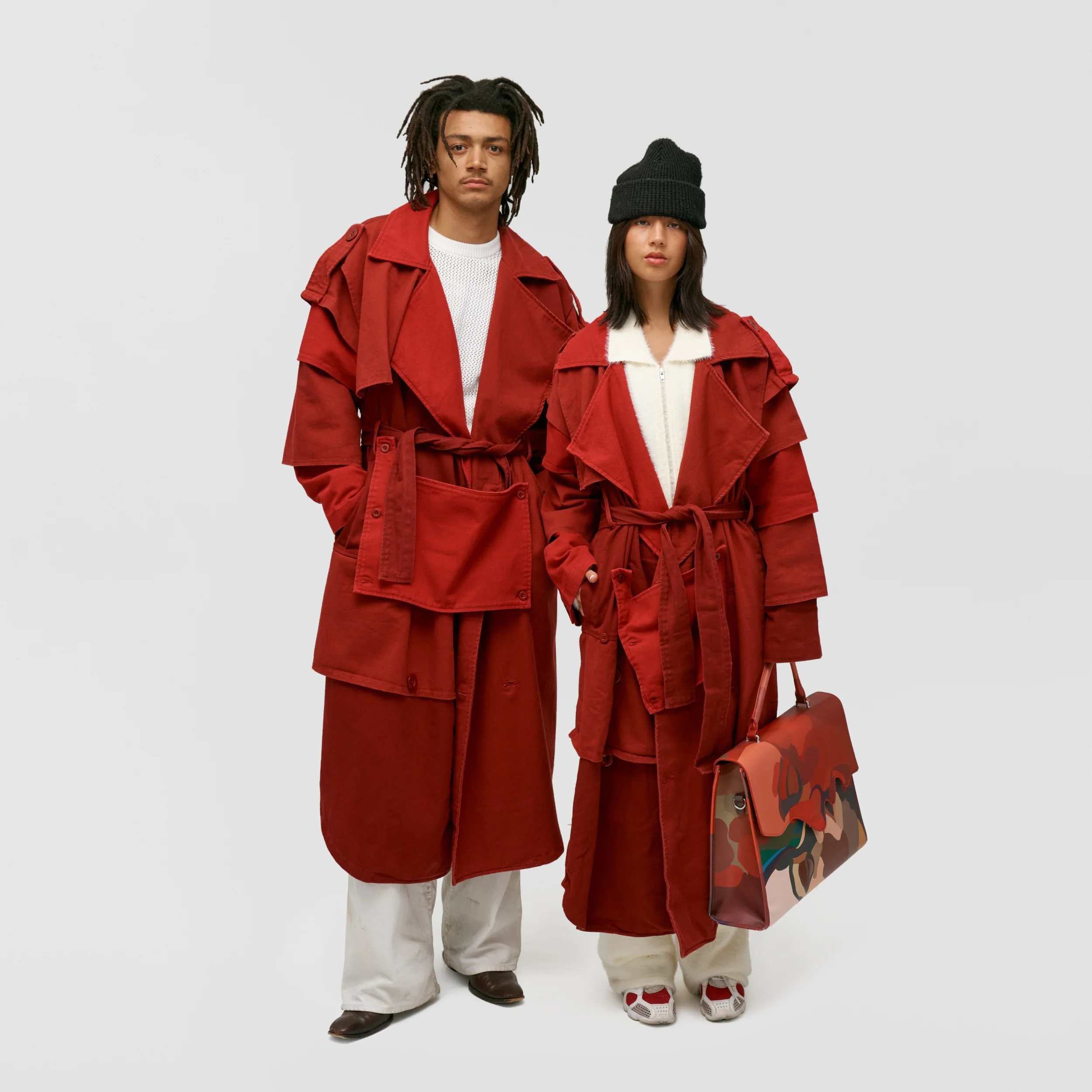 Multi Layered Trenchcoat [Burgundy] - Image 4