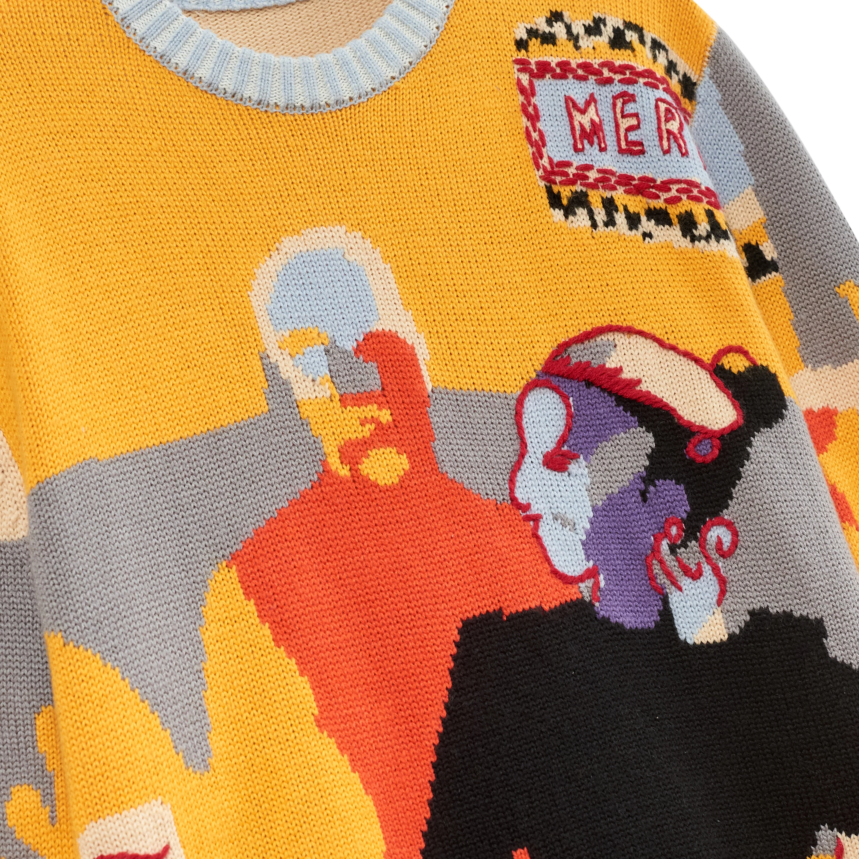 One Last Drink Hand Embroidered Sweater [Yellow] - Image 3