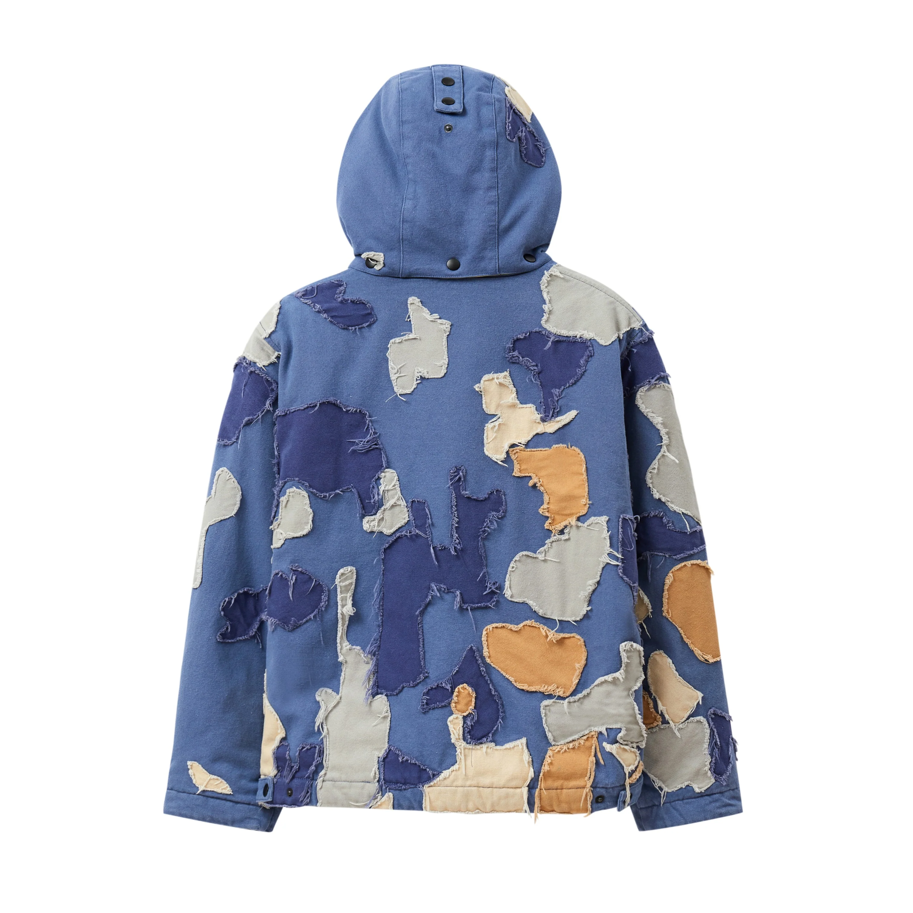 Patchwork Canvas Zip Up Jacket [Blue] - Image 4