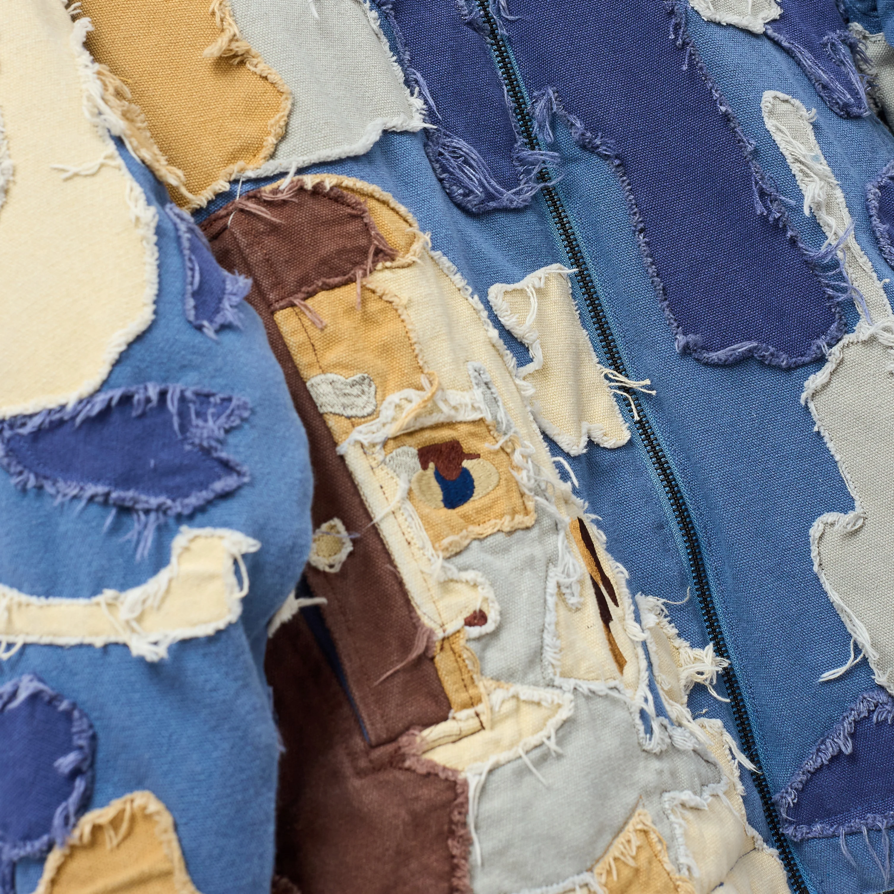 Patchwork Canvas Zip Up Jacket [Blue] - Image 6