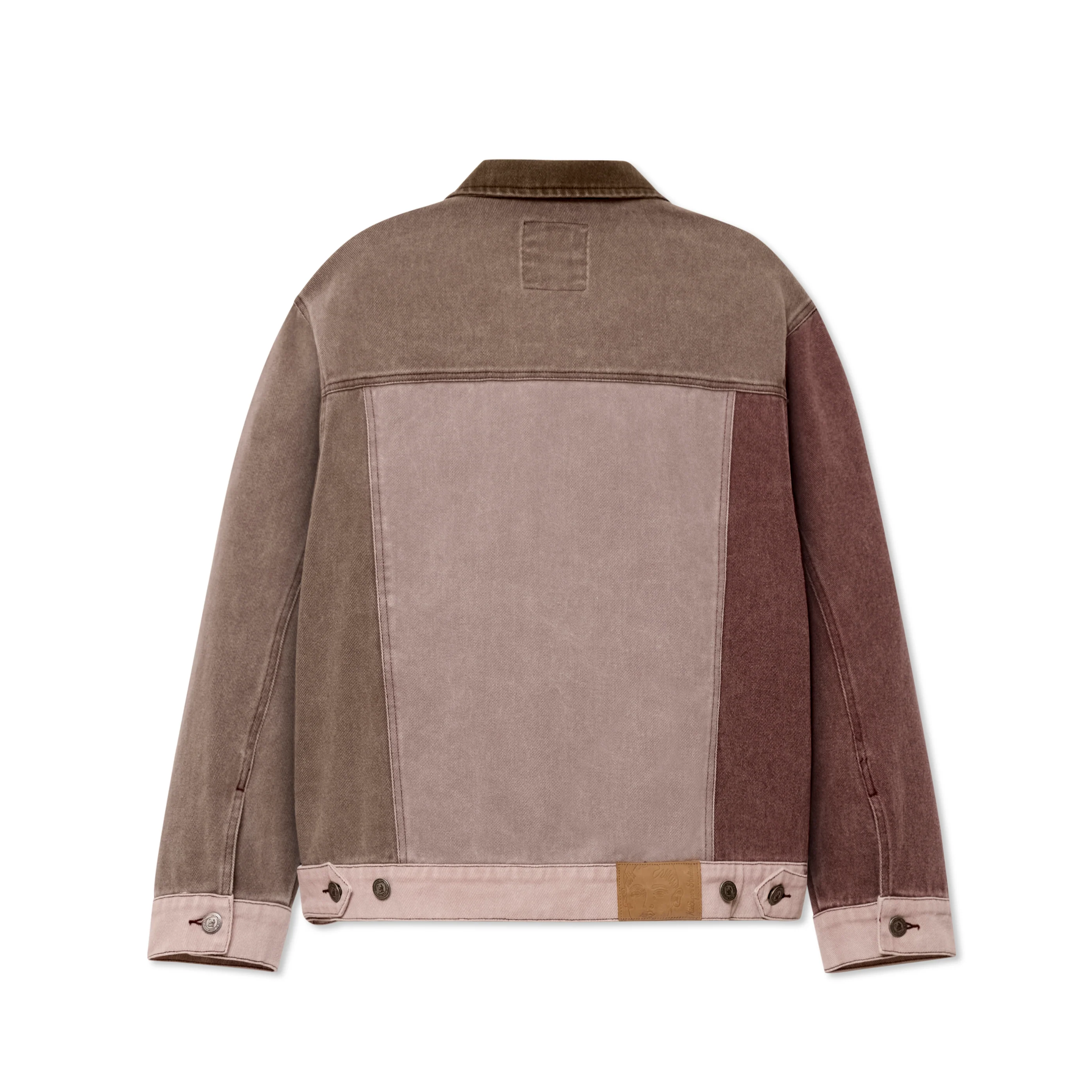Patchwork Face Colorblocked Twill Jacket [Brown/Multi] - Image 2