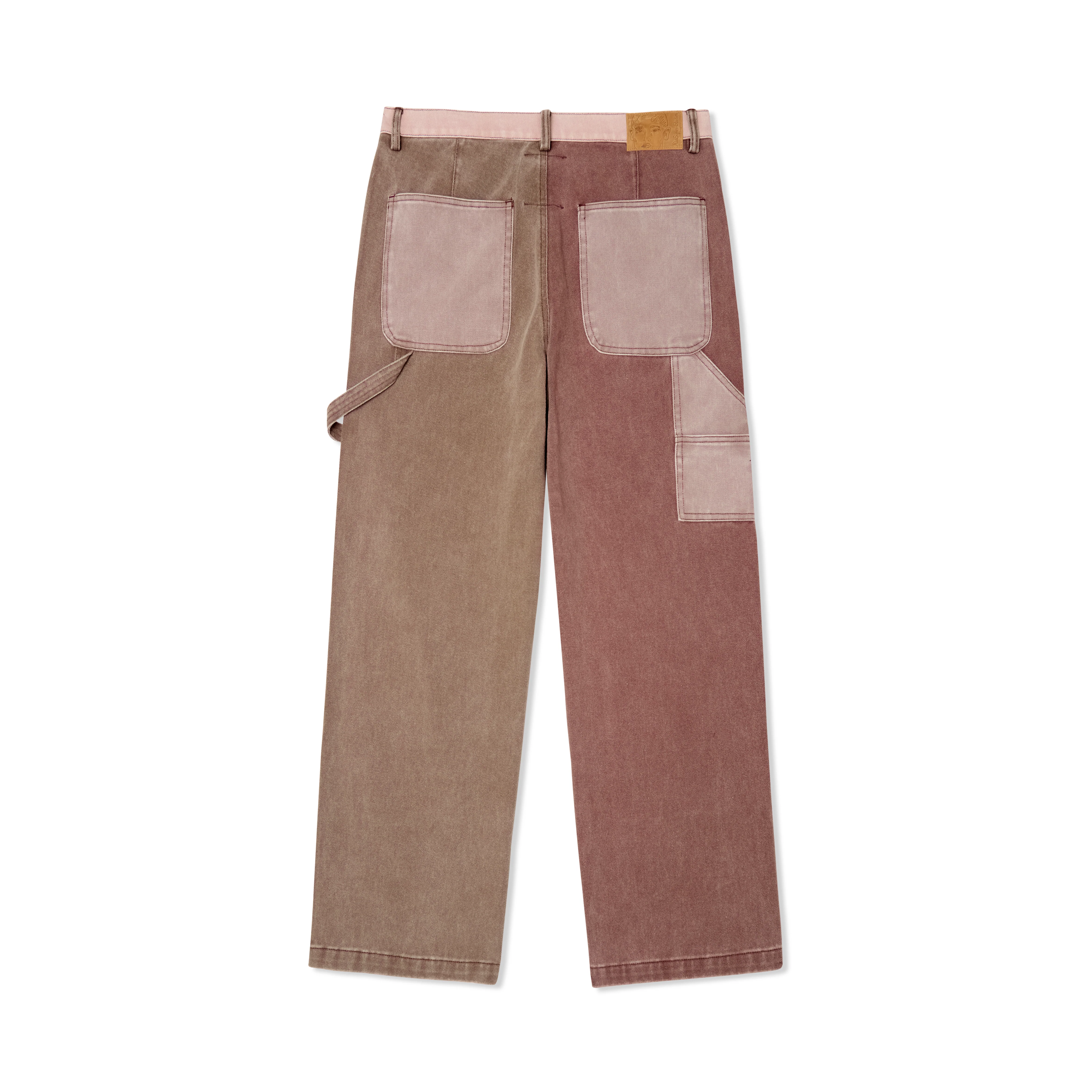 Patchwork Face Double Knee Pant [Brown/Multi] - Image 2