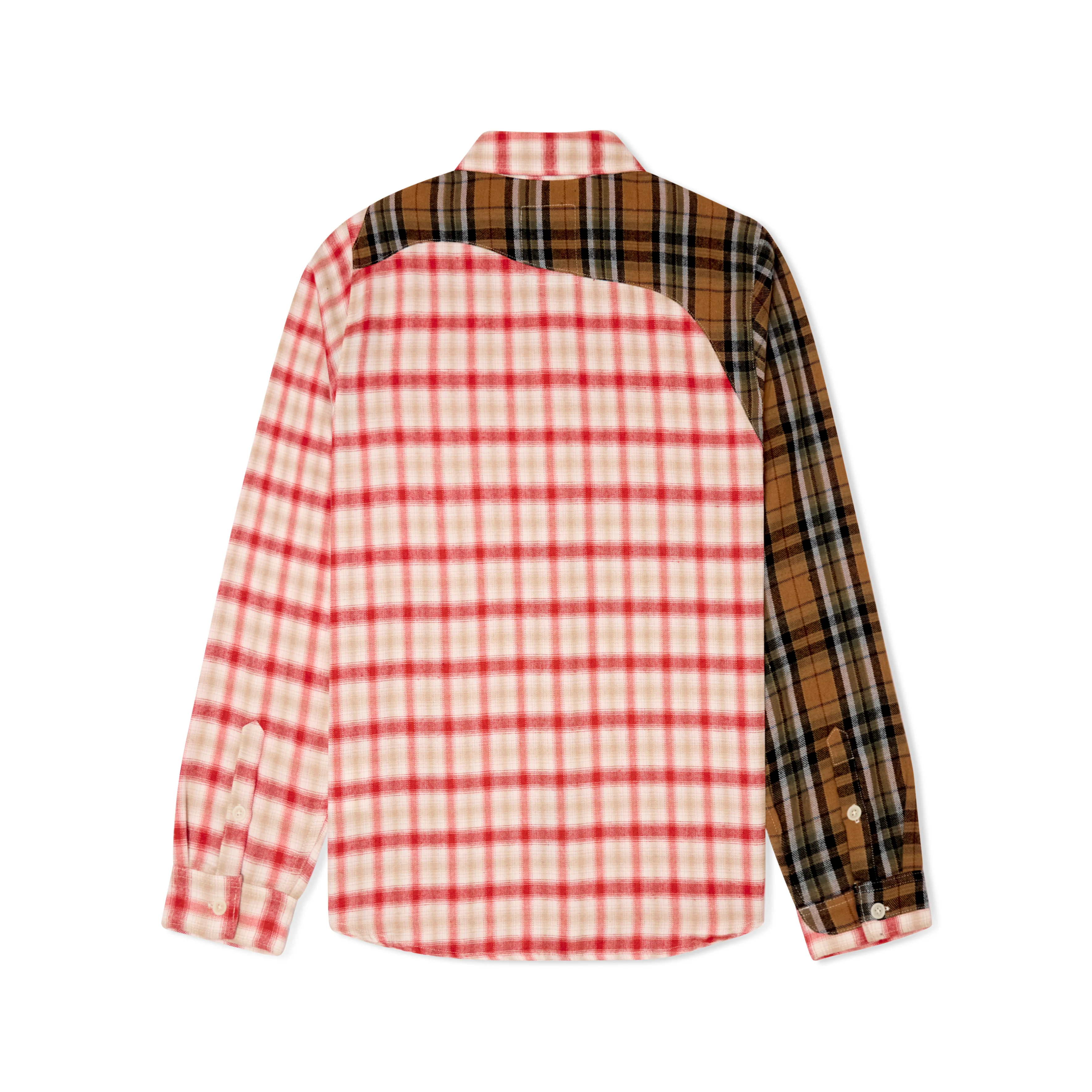 Patchwork Face Flannel Shirt [Red] - Image 2