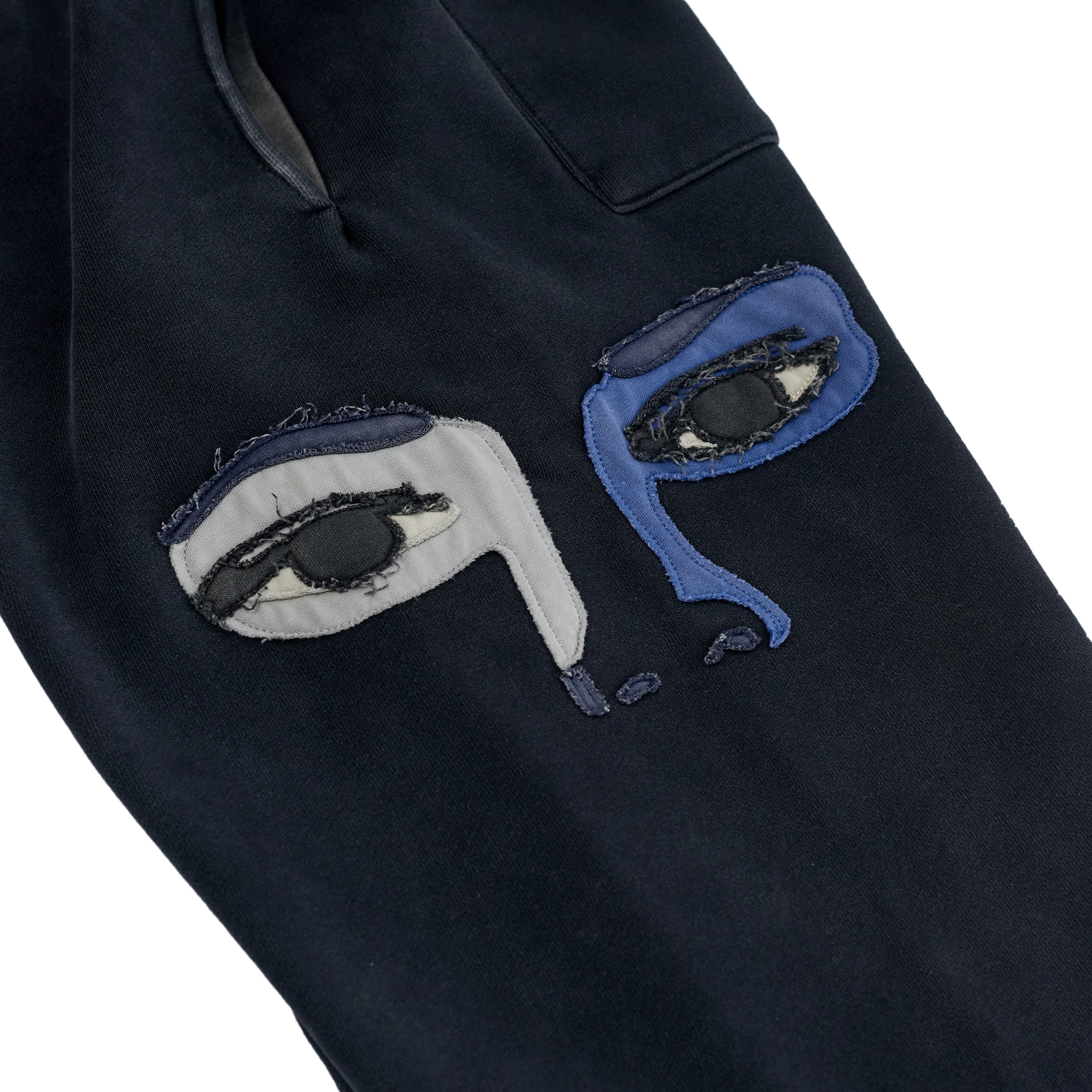 Patchwork Face Heavyweight Sweatpants [Black] - Image 2
