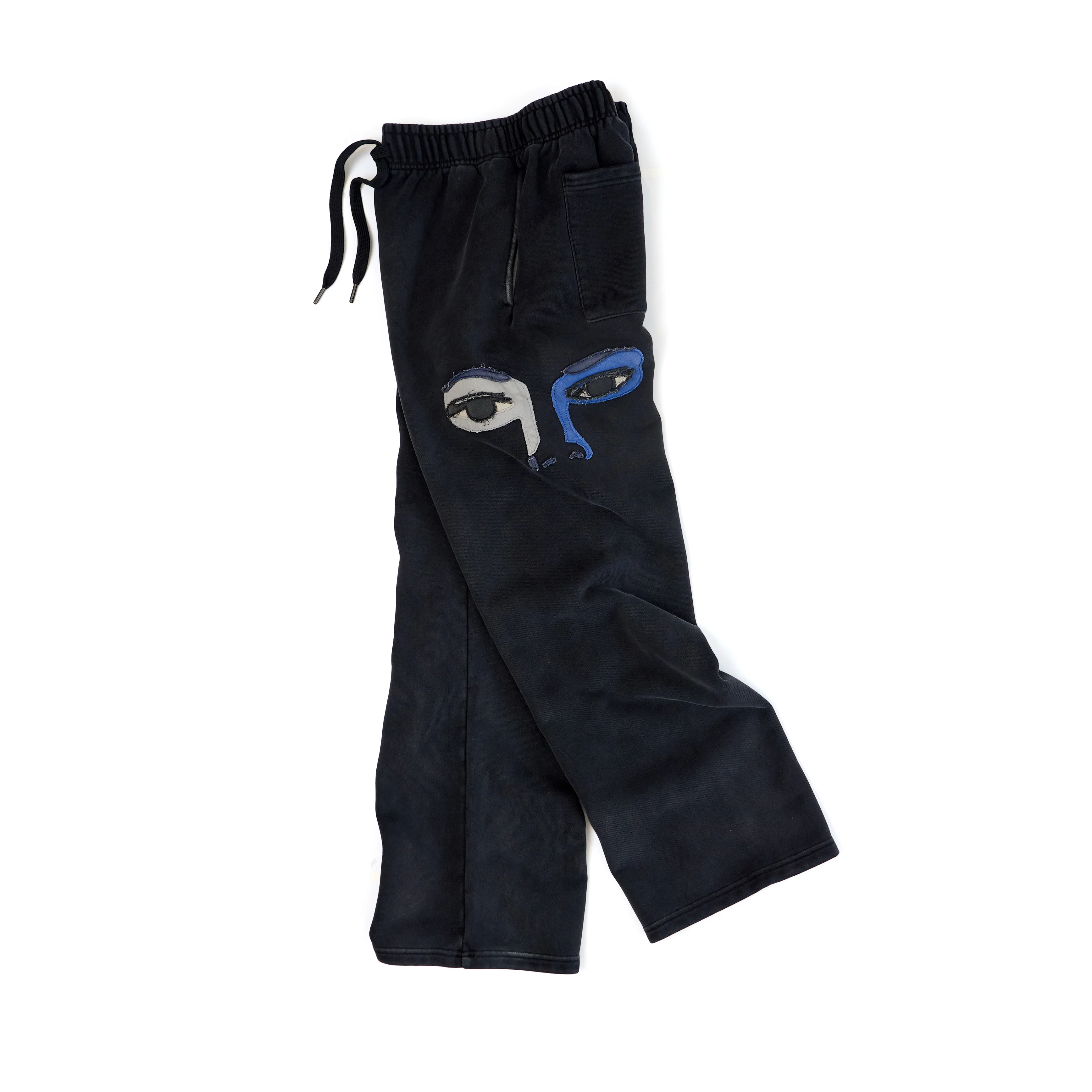 Patchwork Face Heavyweight Sweatpants [Black] - Image 4