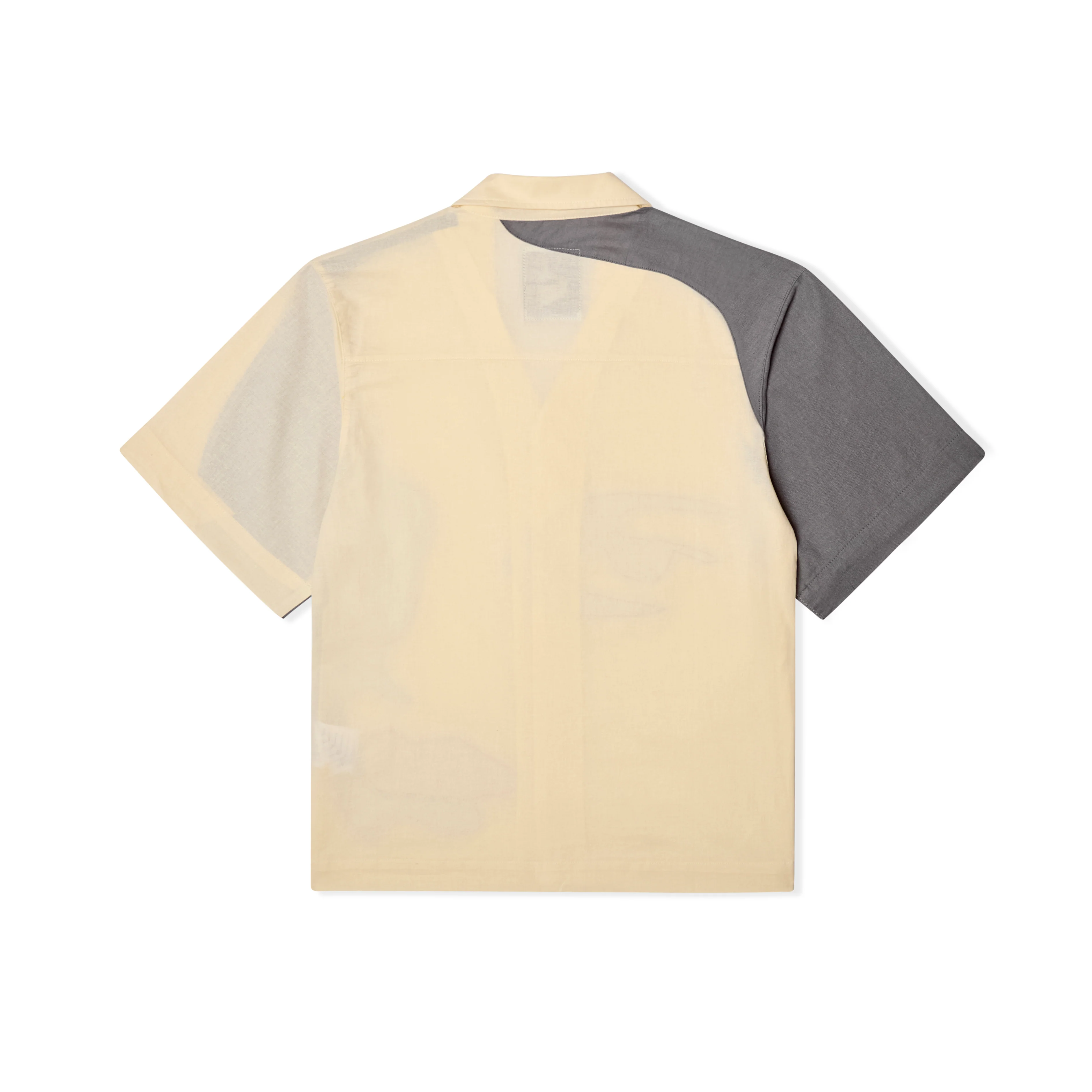 Patchwork face linen Camp Shirt [Natural / Brown] - Image 2