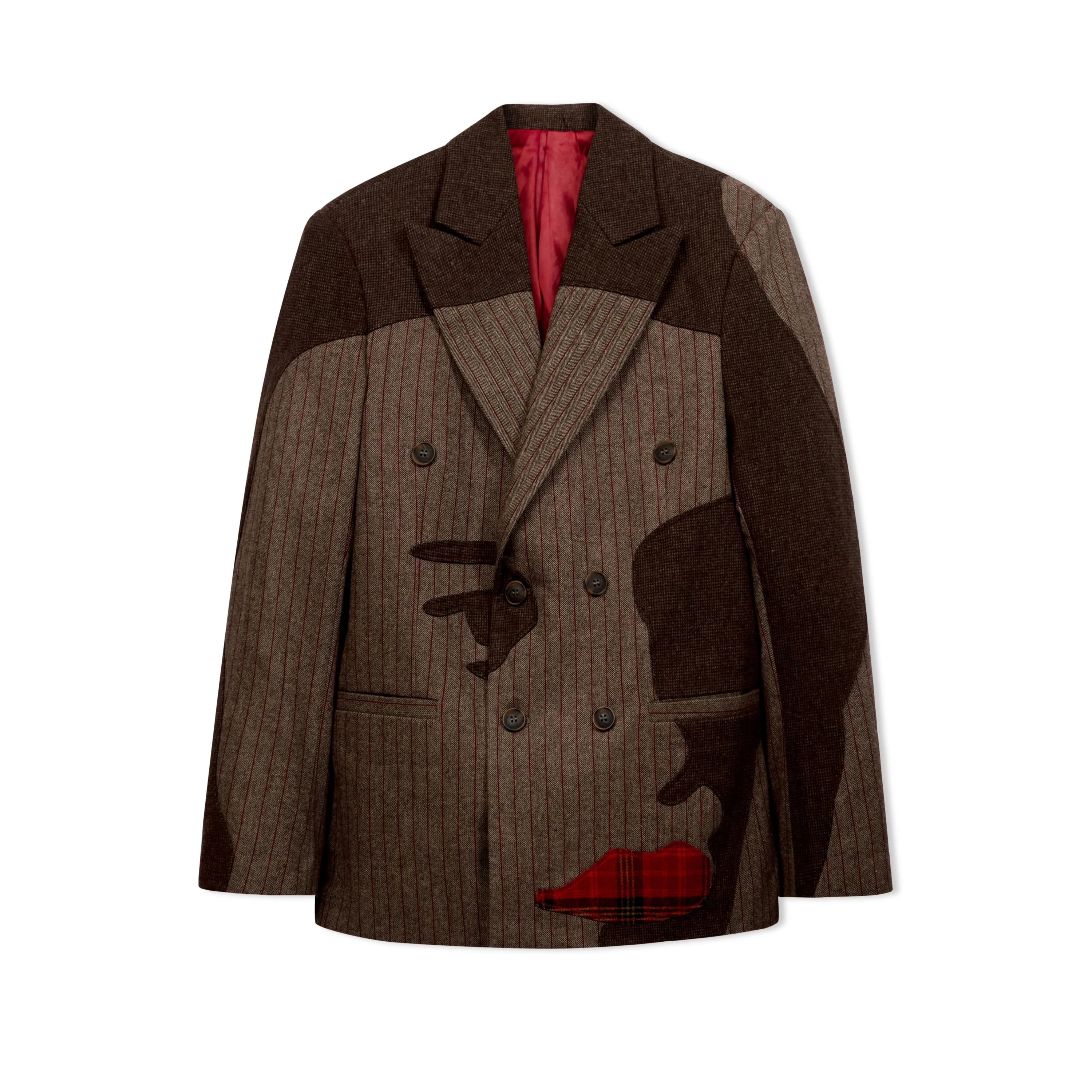 Patchwork Face Suit Top [Brown]