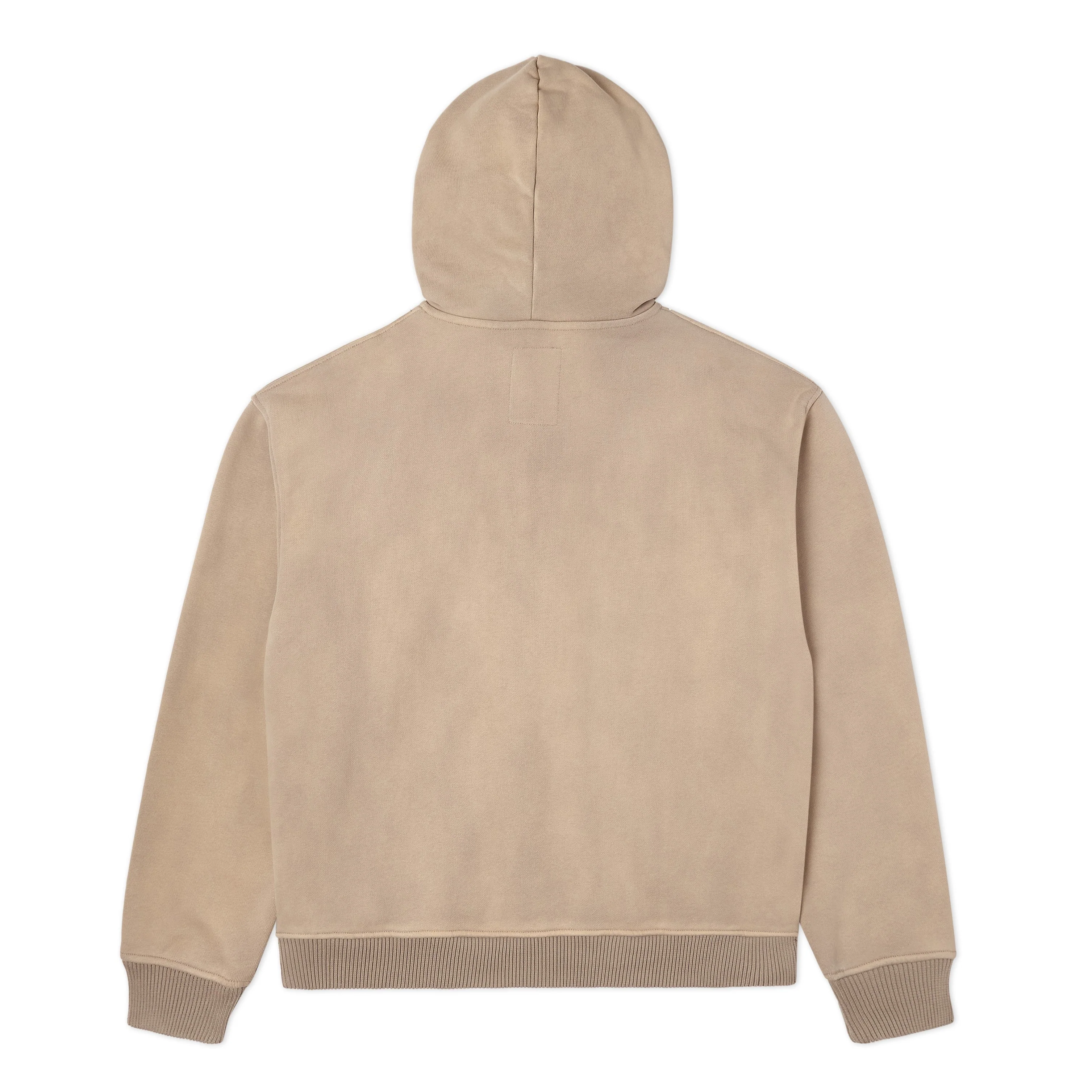 Patchwork Face Washed Heavyweight Zip Hoodie [Tan] - Image 3