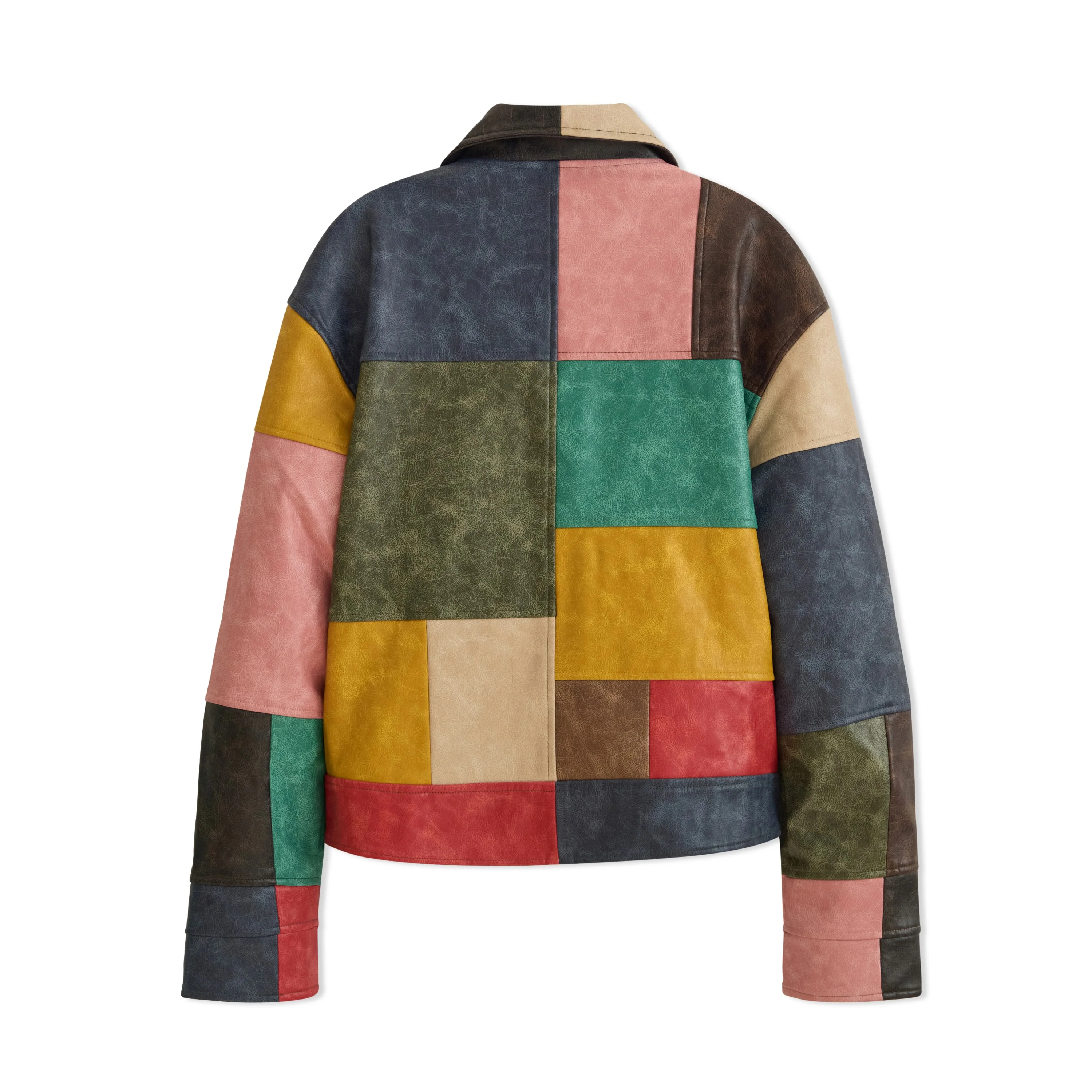 Patchwork Leather Jacket [Multi] - Image 2