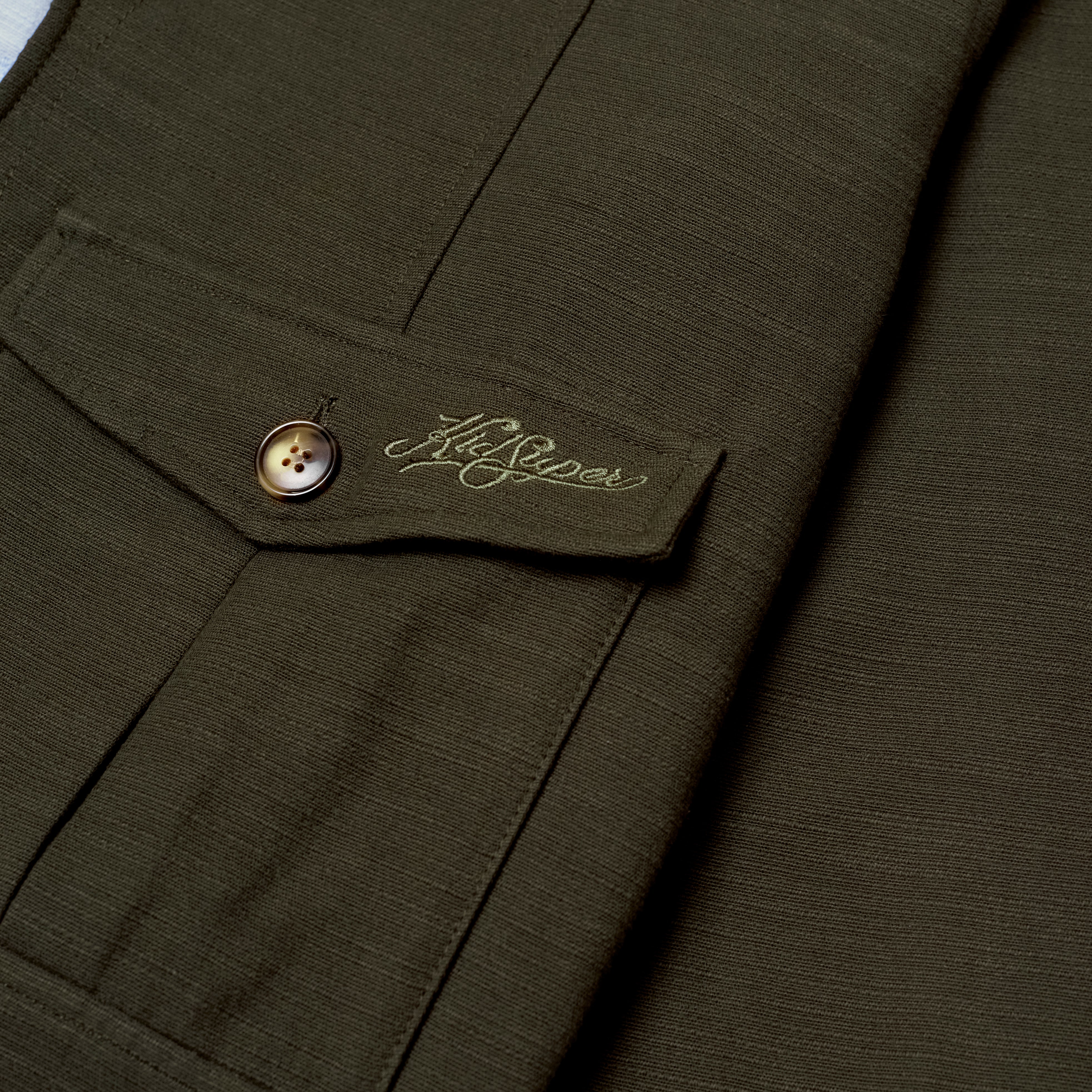 Pocket Detail Cropped Linen Coat [Forest Green] - Image 4
