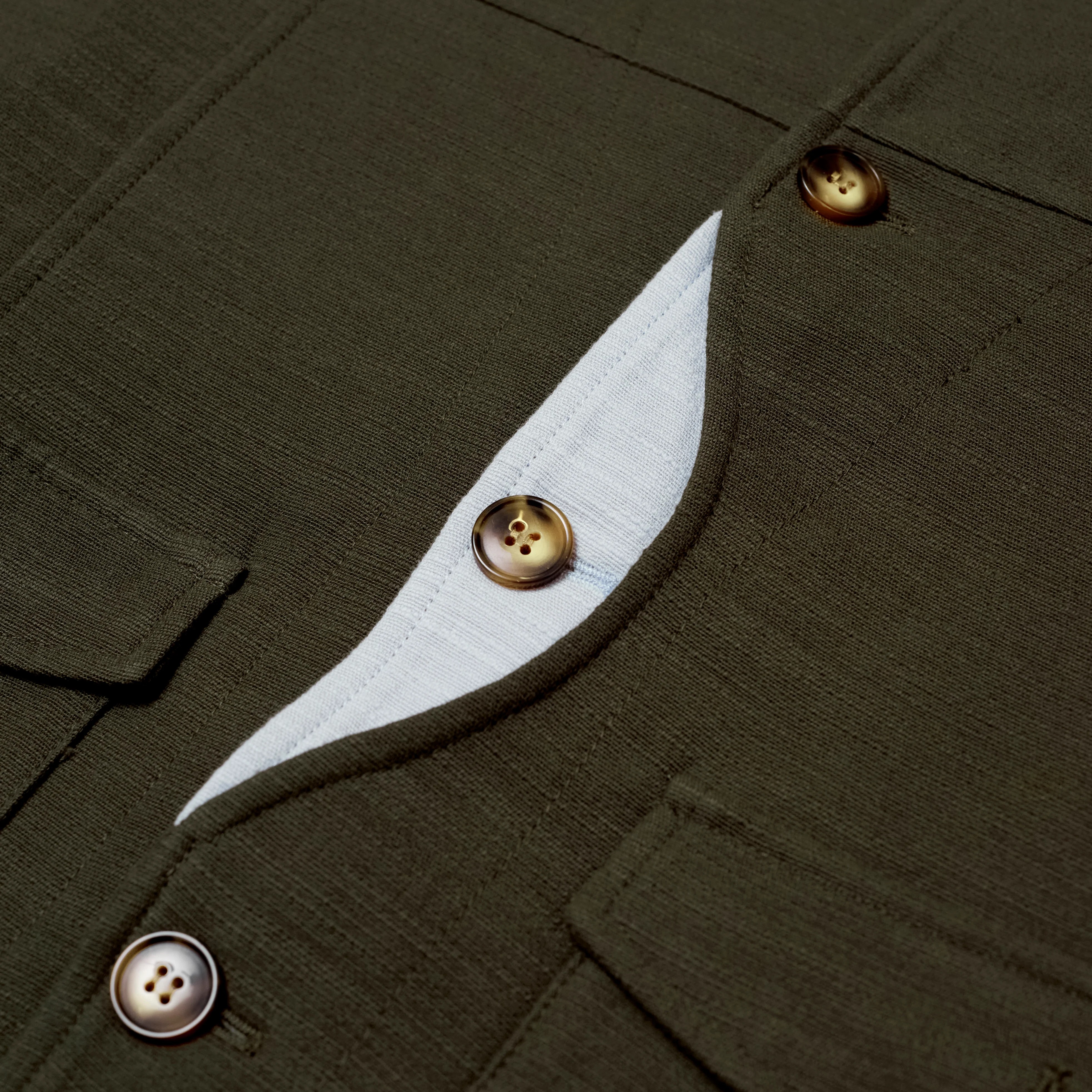 Pocket Detail Cropped Linen Coat [Forest Green] - Image 5