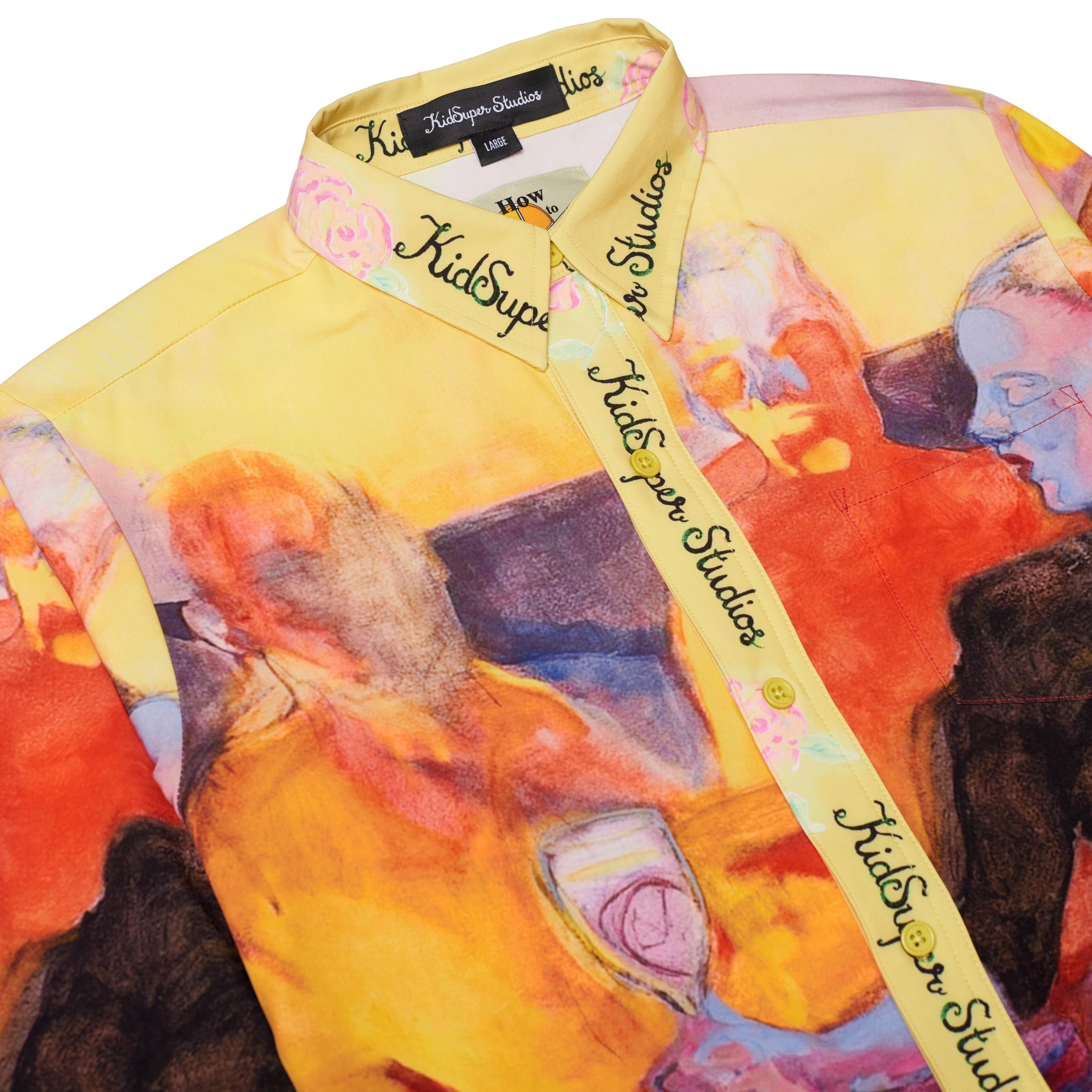 Printed Satin Shirt [Yellow] - Image 3