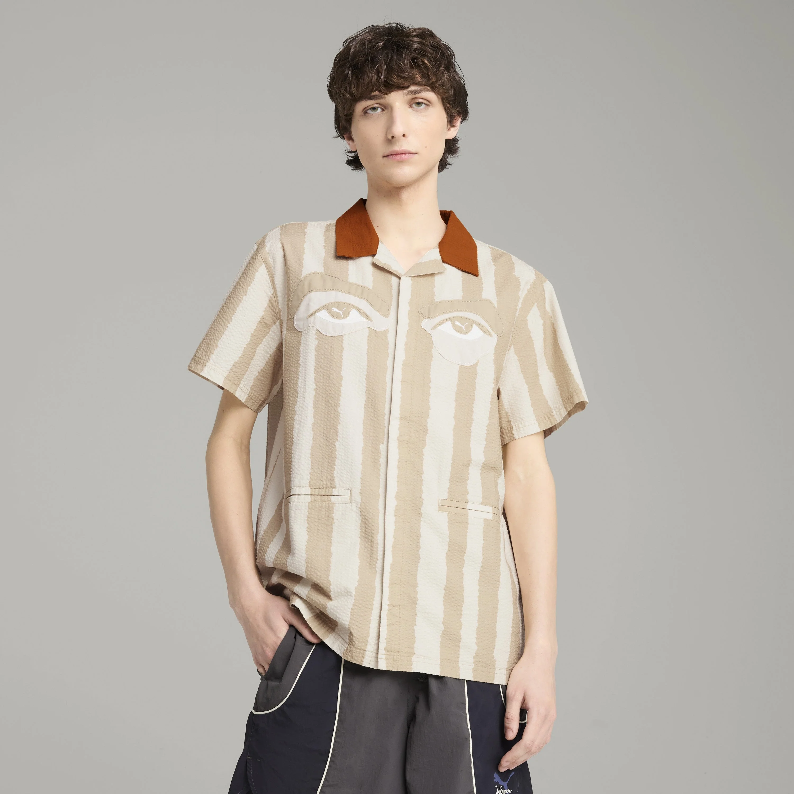 PUMA X KIDSUPER FACE SEERSUCKER SHIRT [Alpine Snow] - Image 3