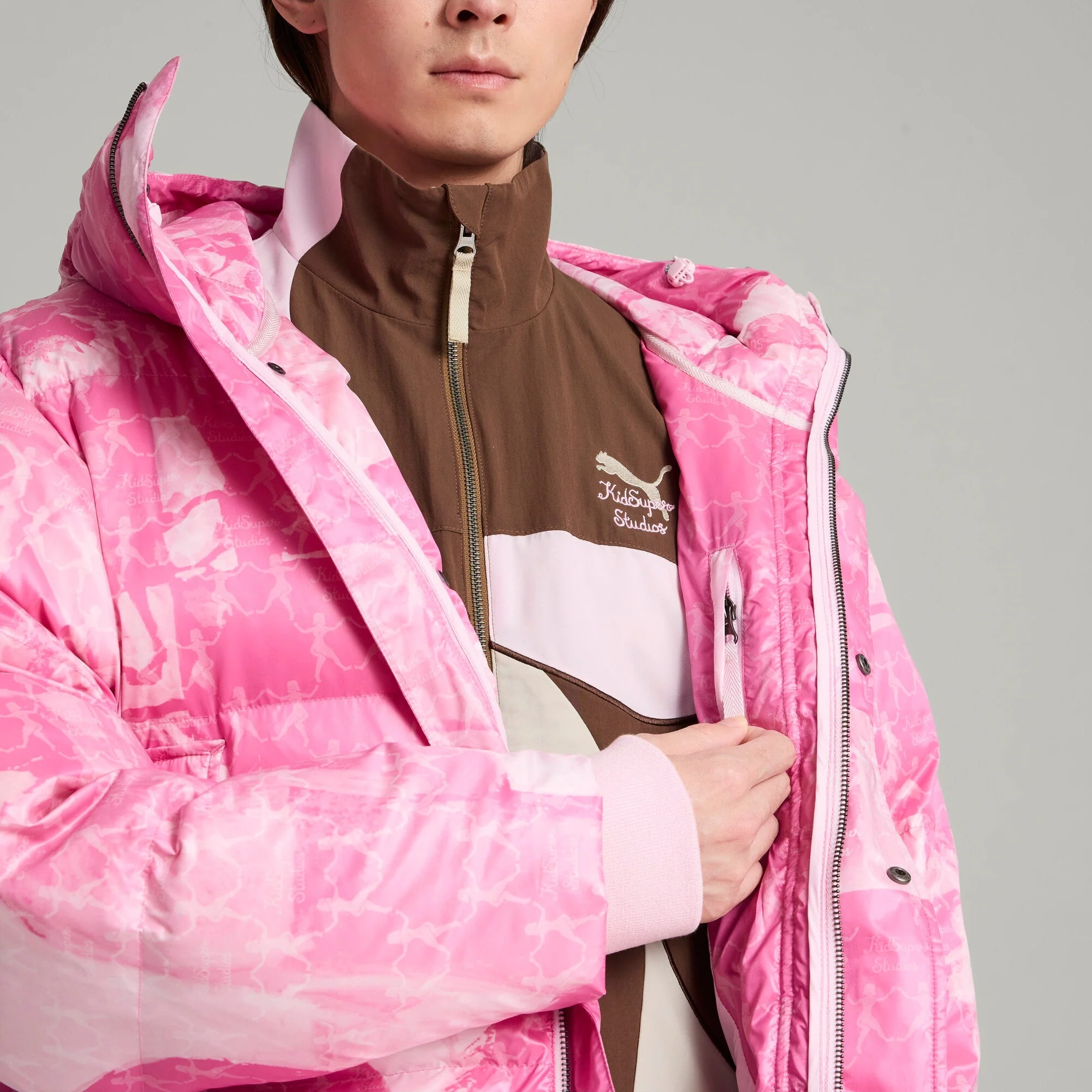 Puma x KidSuper MMQ AOP Puffer Jacket [Pearl Pink] - Image 4