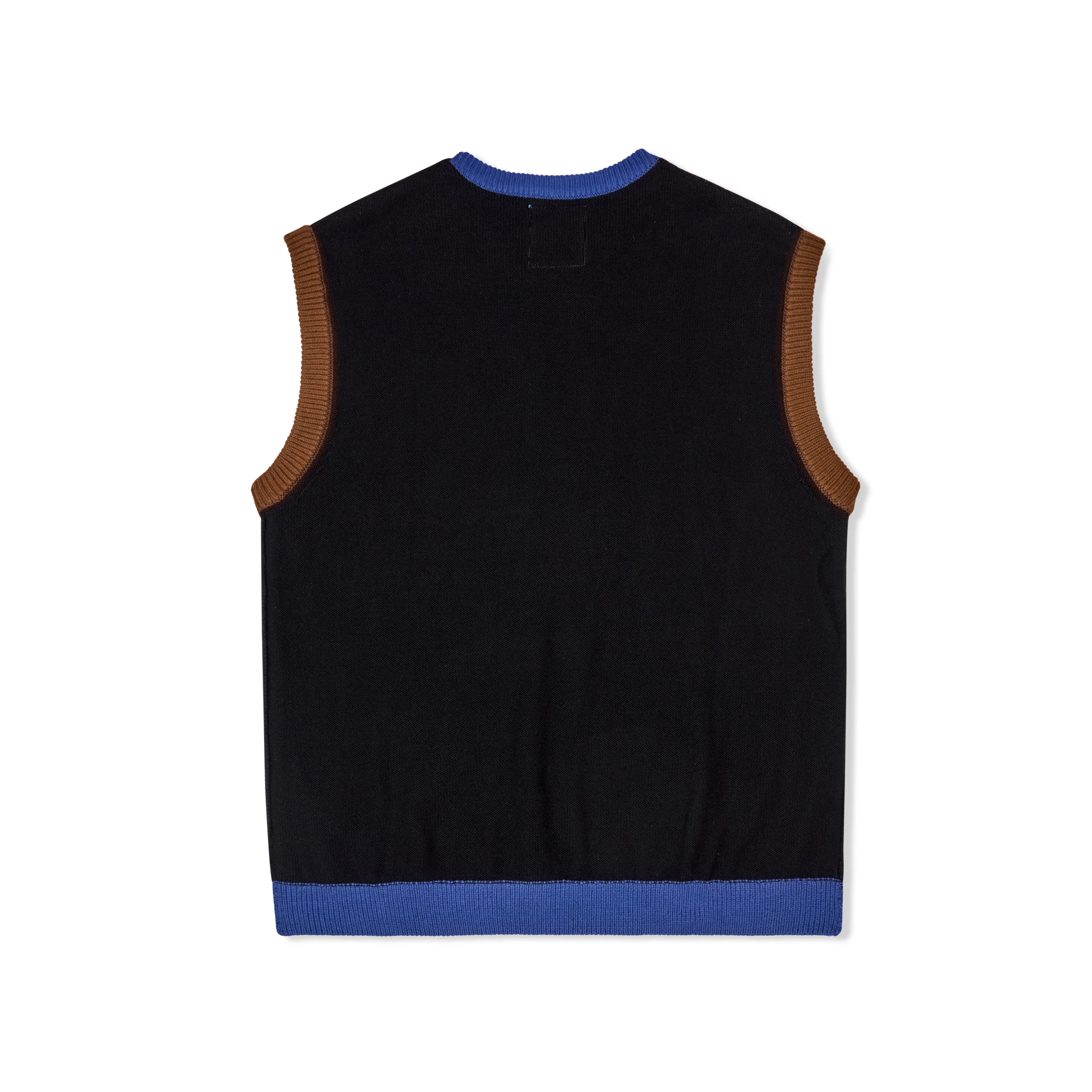 Reverse Knit patchwork Face Vest [Blue/ Multi] - Image 2