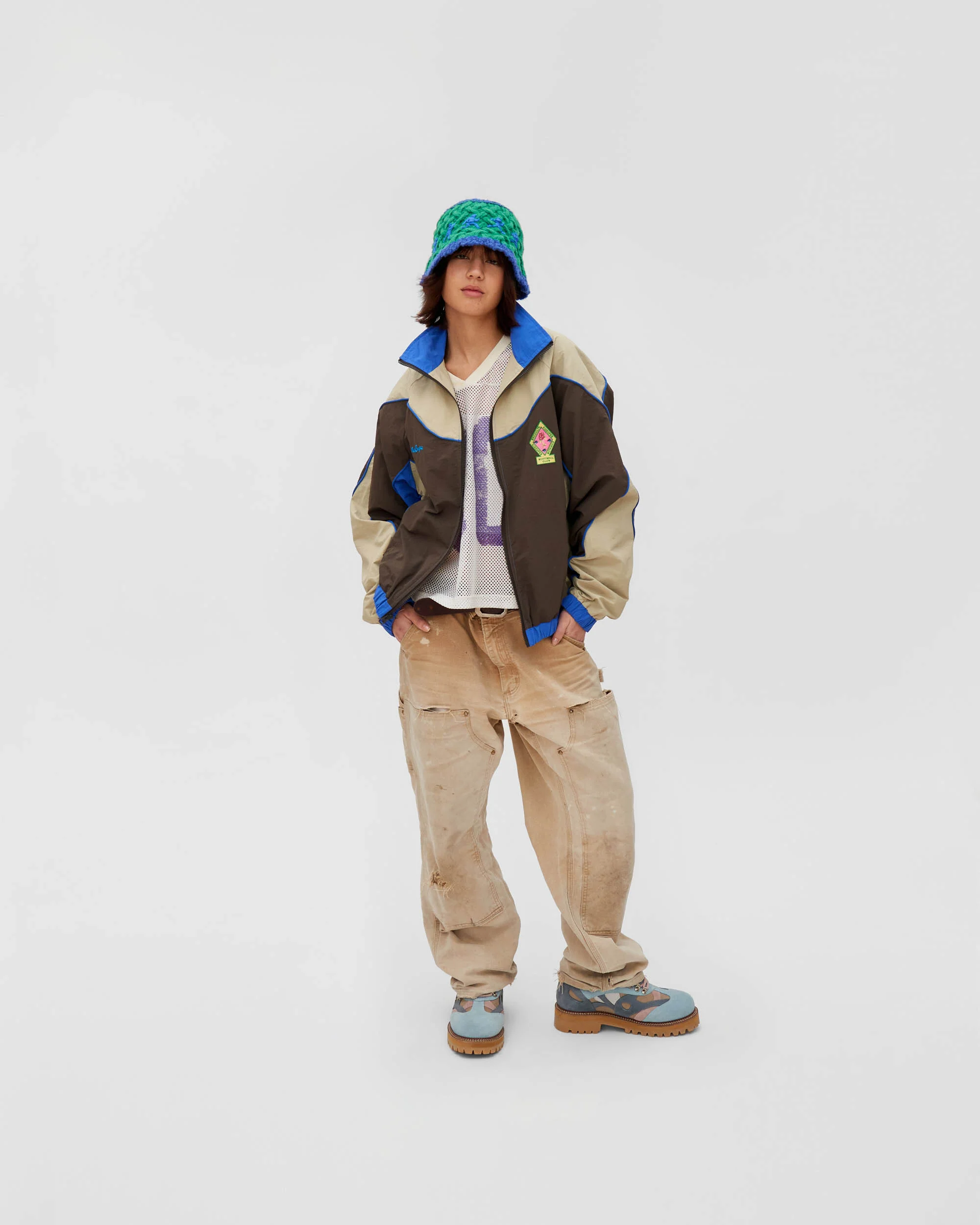 Running Man Crochet Hat [Green/Blue] - Image 2