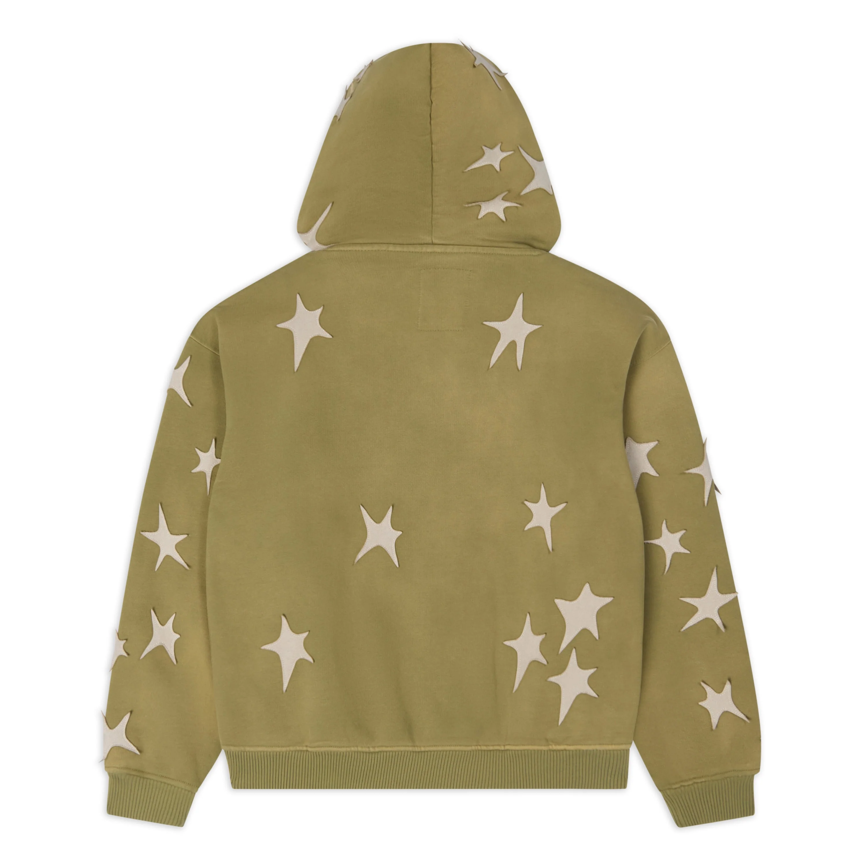 Stars patchwork washed hoodie [Green] - Image 2