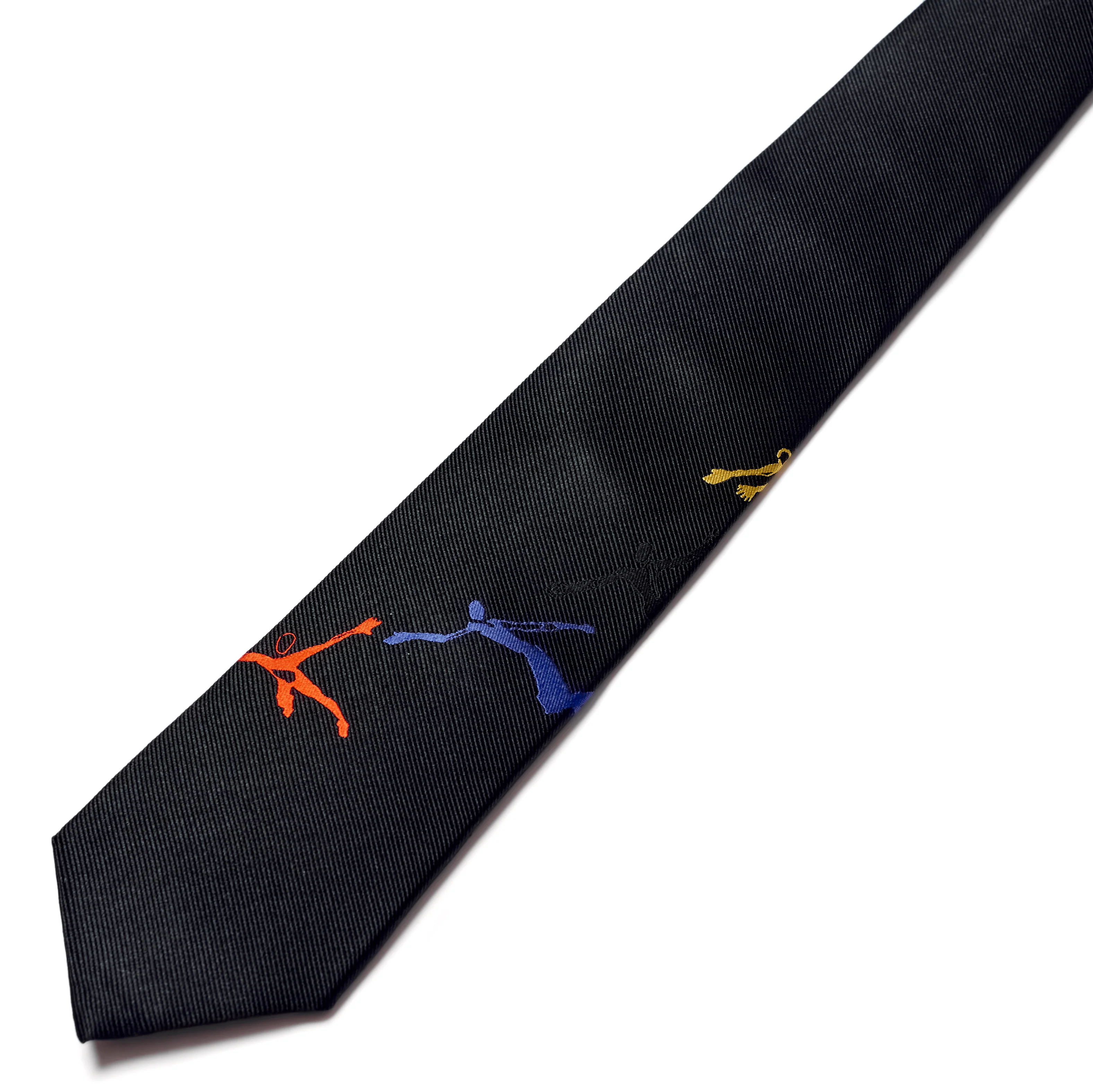 Swinging figures Jacquard Silk Tie [Black] - Image 2